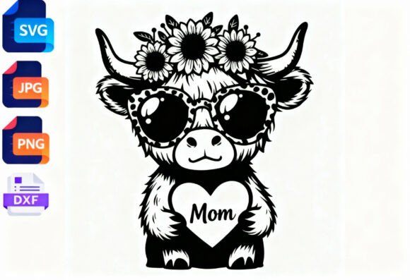 Cute Highland Cow Mom Sunflower — A Designer’s Perspective
