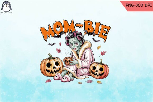 Funny Mom-Bie Morning Halloween PNG: A Lighthearted Graphic for Crafts and Branding