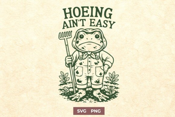 Hoeing Ain’t Easy SVG PNG Funny Garden: A Playful Graphic for Crafts and Branding