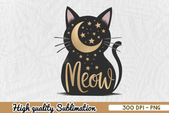 Meow Cat Mom Sublimation Halloween PNG for Crafts and Graphics